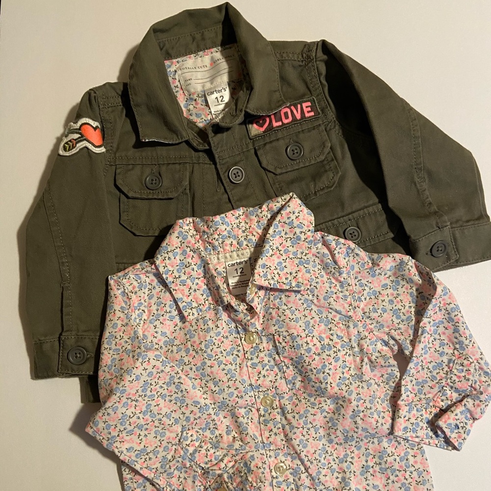 Carter’s “Love” cargo jacket & floral shirt